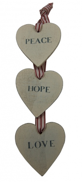 peace, hope, love the best hanging plaque